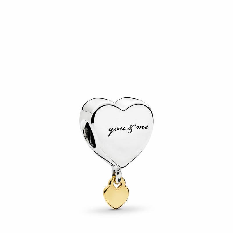 Pandora Two Hearts Dangle Charm Outlet NZ, Two Tone (691530-HVU)